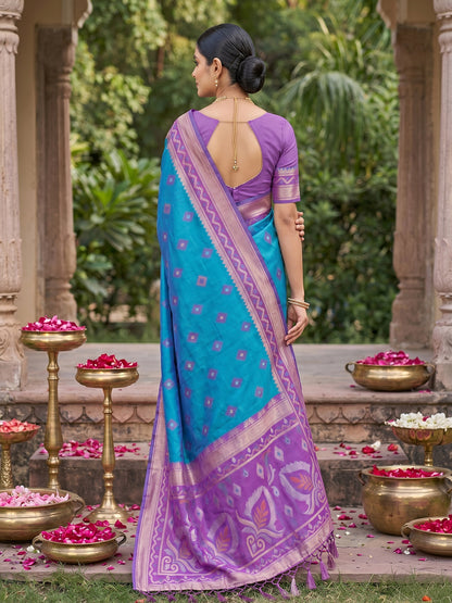Sutriti Blue Pochampalli Silk Saree | Elegant Traditional Wedding & Festive Wear Saree