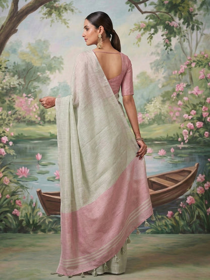 Sutriti Pastel Green Tissue Silk Saree for Women Festive PSofty Wedding Ethnic Wear