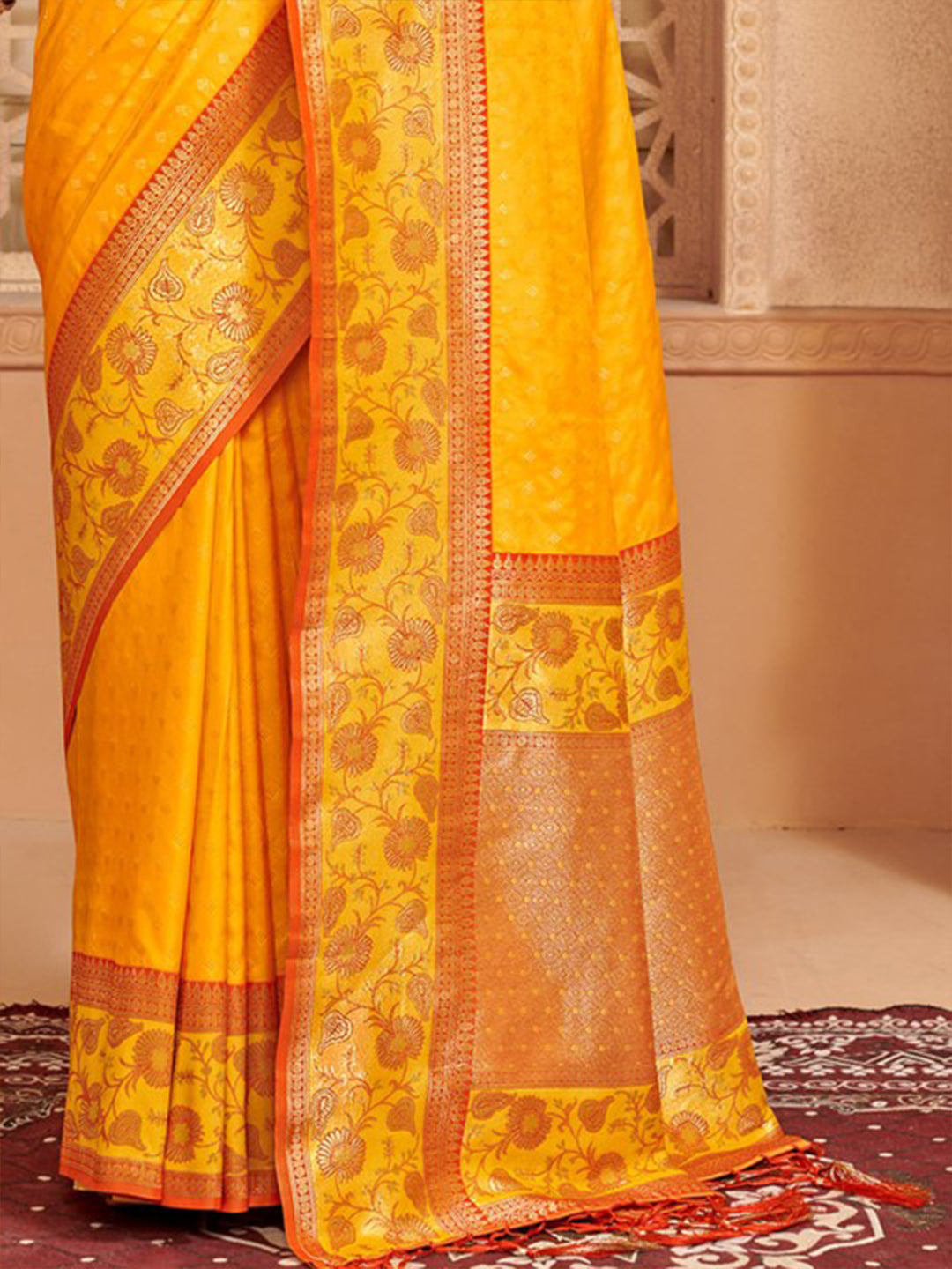 Sutriti Majestic Yellow Kanjivaram Silk Saree | Bridal Heritage Collection | Limited Edition