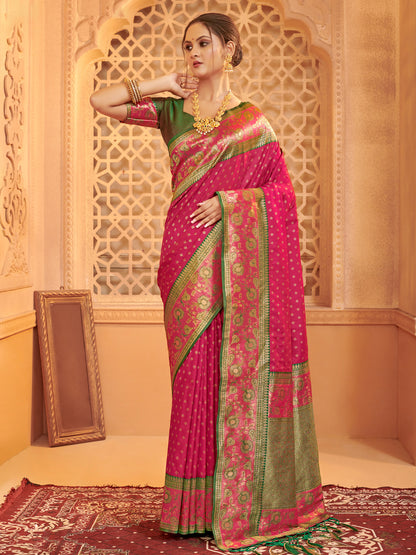 Sutriti Majestic Pink Kanjivaram Silk Saree | Bridal Heritage Collection | Limited Edition