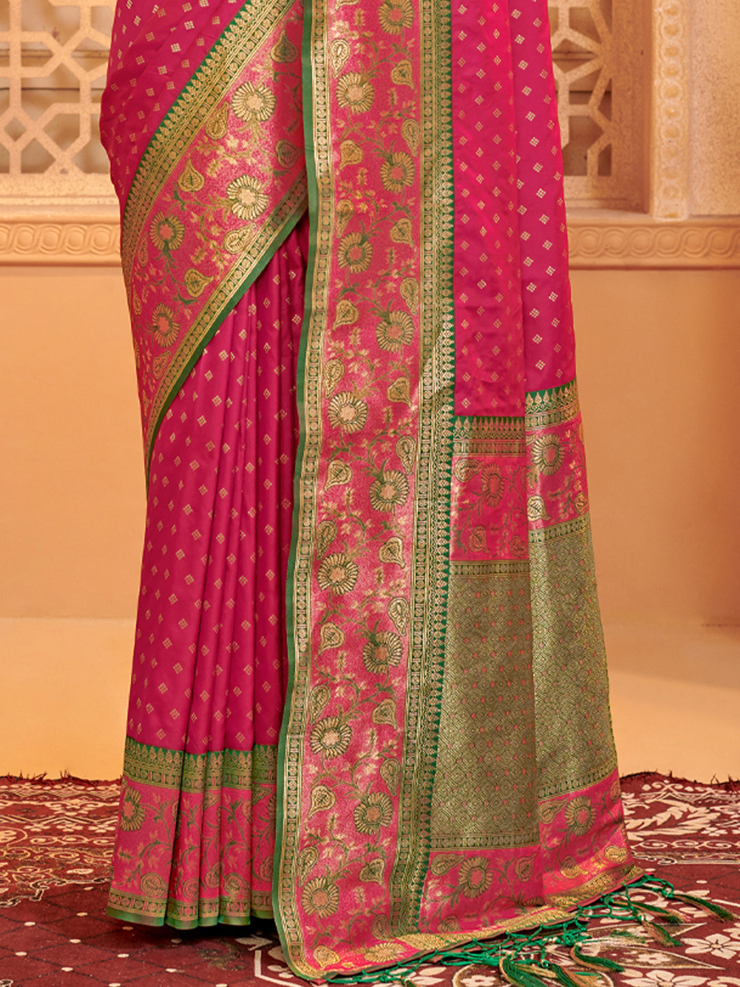 Sutriti Majestic Pink Kanjivaram Silk Saree | Bridal Heritage Collection | Limited Edition