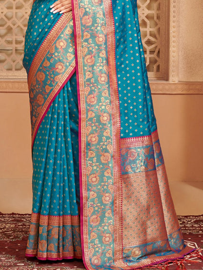 Sutriti Majestic Blue Kanjivaram Silk Saree | Bridal Heritage Collection | Limited Edition