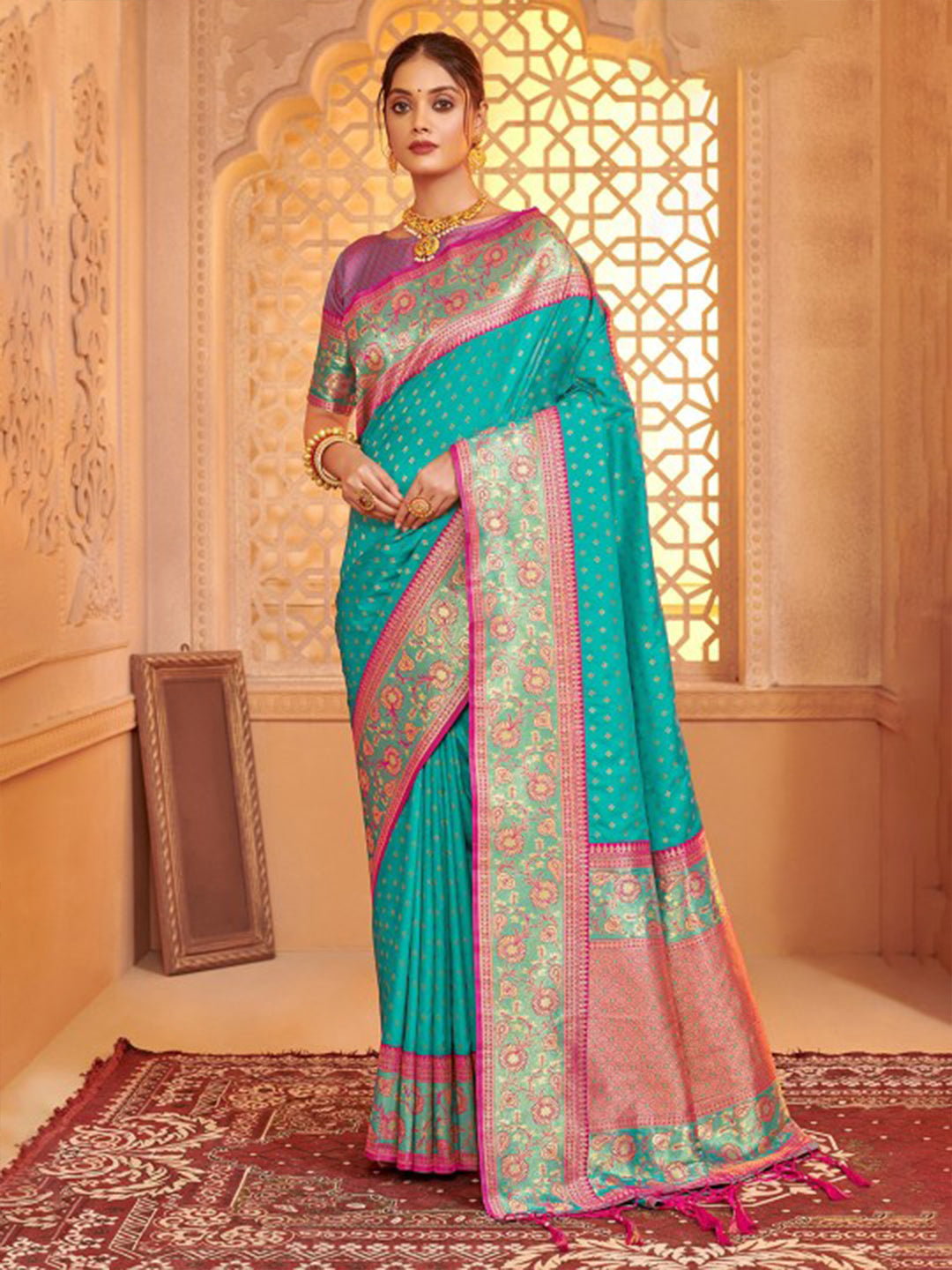 Sutriti Majestic Sea Green Kanjivaram Silk Saree | Bridal Heritage Collection | Limited Edition