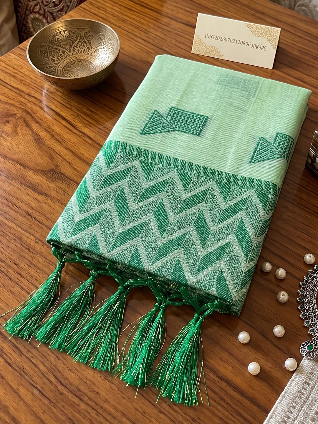 Sutriti Mehendi Green Linen Saree for Women Festive Party Wear