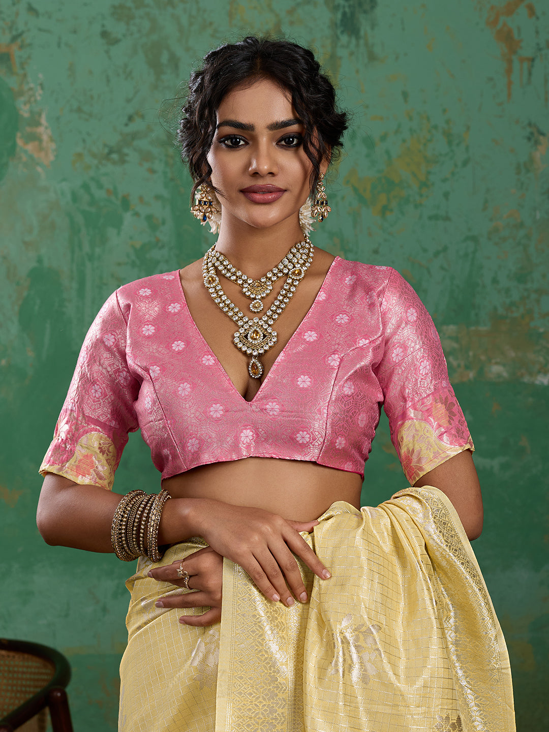 Sutriti Yellow & Pink Cotton Silk Saree for Women - Festive Wedding Party Wear Ethnic Saree