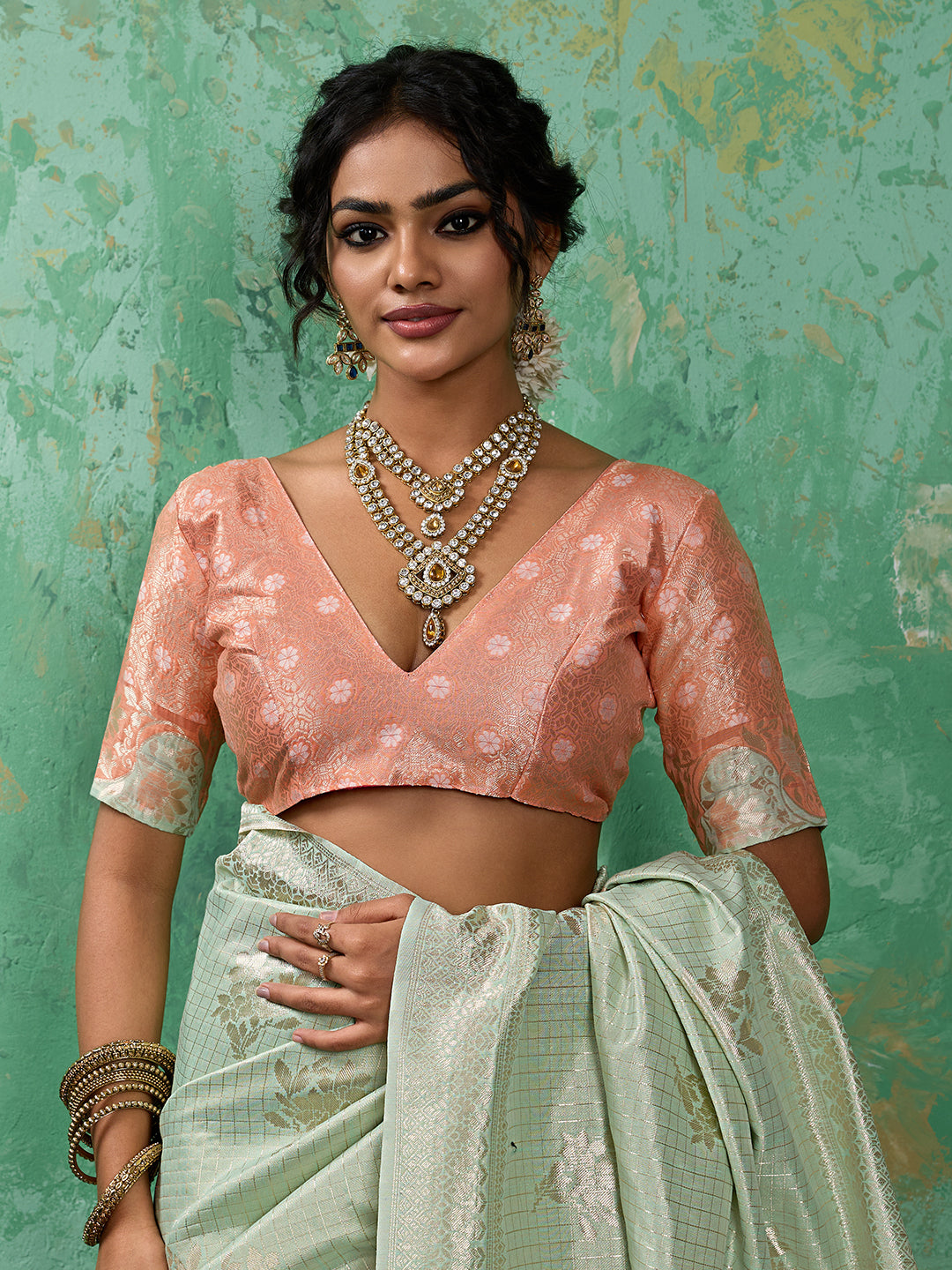 Sutriti Light Green & Pink Cotton Silk Saree for Women - Festive Wedding Party Wear Ethnic Saree