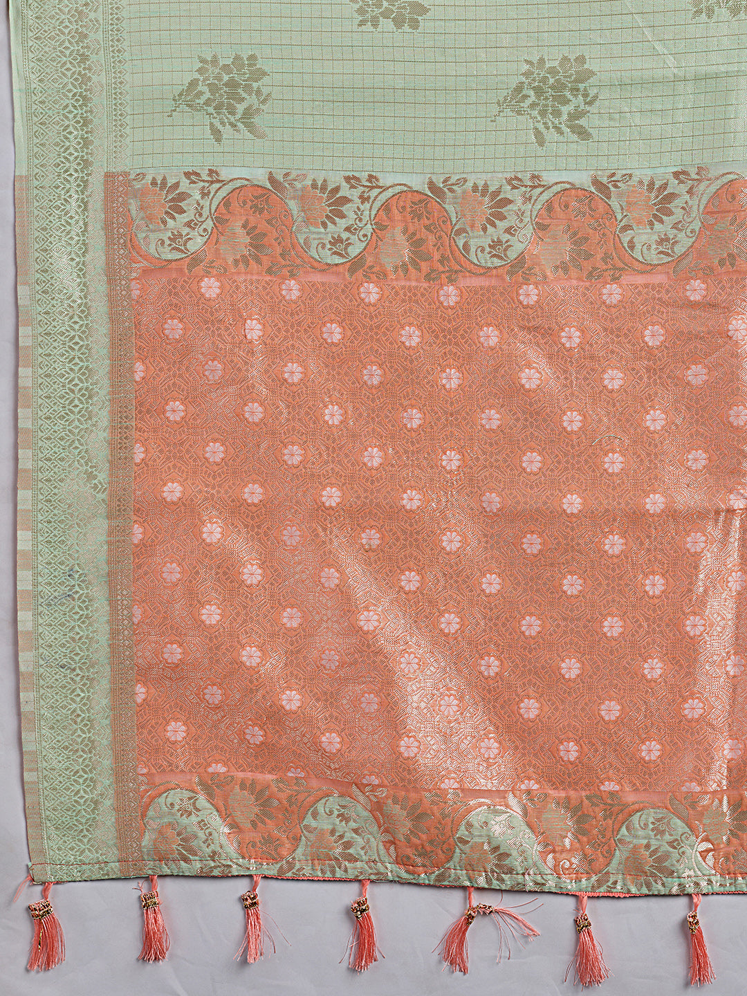 Sutriti Light Green & Pink Cotton Silk Saree for Women - Festive Wedding Party Wear Ethnic Saree