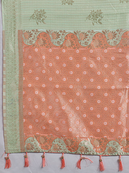 Sutriti Light Green & Pink Cotton Silk Saree for Women - Festive Wedding Party Wear Ethnic Saree