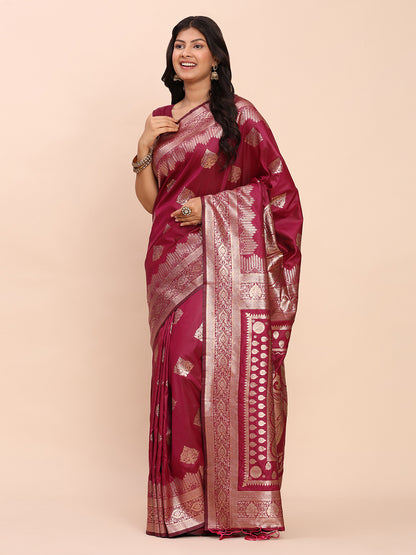 Sutriti Rani Pink Zari Woven Saree with Rich Border & Heavy Pallu | Wedding & Party Wear