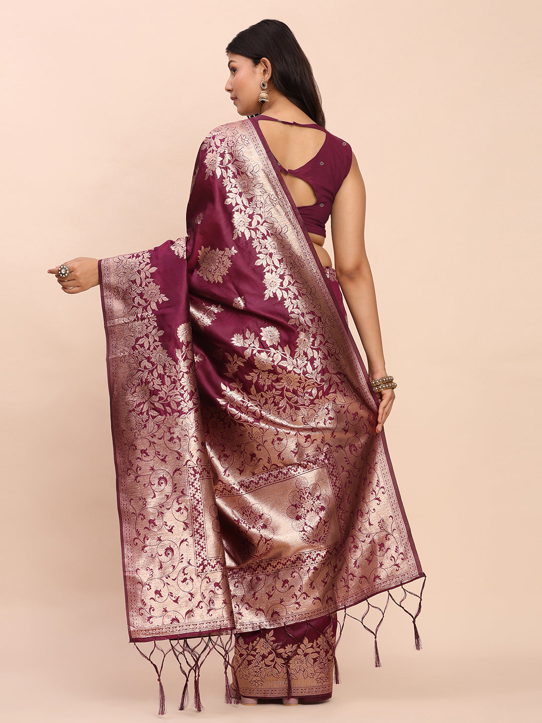 Sutriti Rich Wine Purple Woven Soft Silk Saree - Party Wear