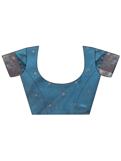 Sutriti Steel Blue Soft Silk Saree with Silver Zari Floral Motifs