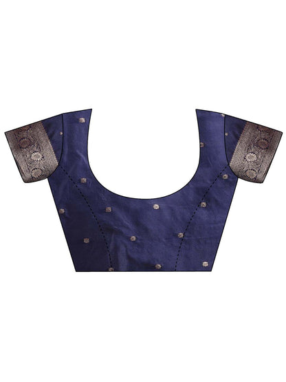 Sutriti Deep Navy Blue Soft Silk Saree with Silver Zari Pallu
