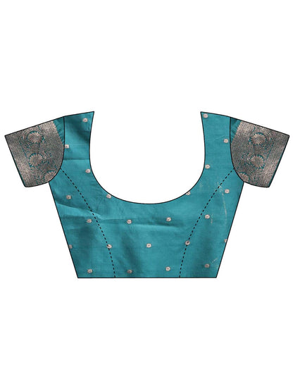 Sutriti Peacock Teal Green Soft Silk Saree with Zari Weaving
