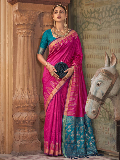 Sutriti Rani Pink Soft Silk Saree for Women Festive Party Traditional Wedding Ethnic Saree