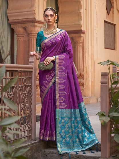 Sutriti Purple Soft Silk Saree for Women Festive Party Traditional Wedding Ethnic Saree