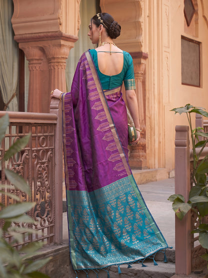 Sutriti Purple Soft Silk Saree for Women Festive Party Traditional Wedding Ethnic Saree