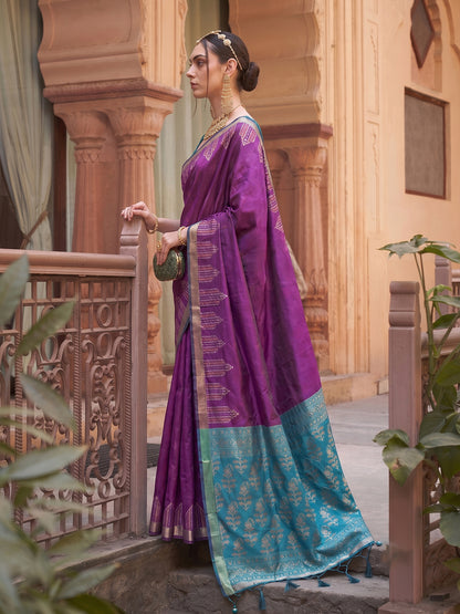 Sutriti Purple Soft Silk Saree for Women Festive Party Traditional Wedding Ethnic Saree