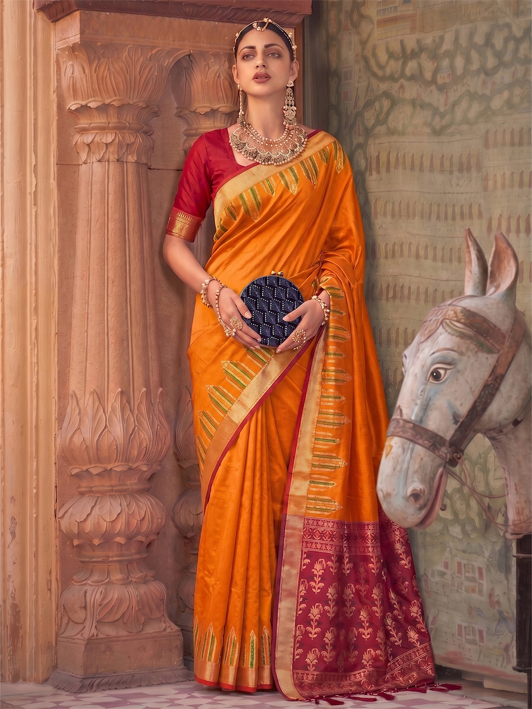 Sutriti Mustard Soft Silk Saree for Women Festive Party Traditional Wedding Ethnic Saree