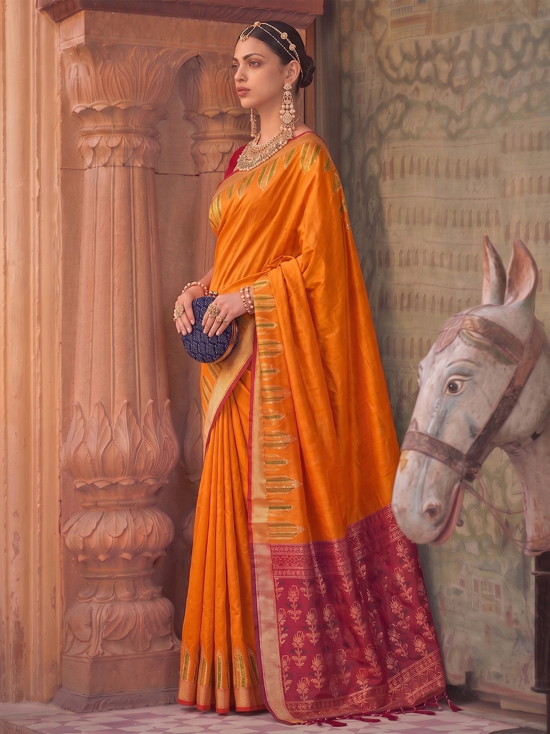 Sutriti Mustard Soft Silk Saree for Women Festive Party Traditional Wedding Ethnic Saree
