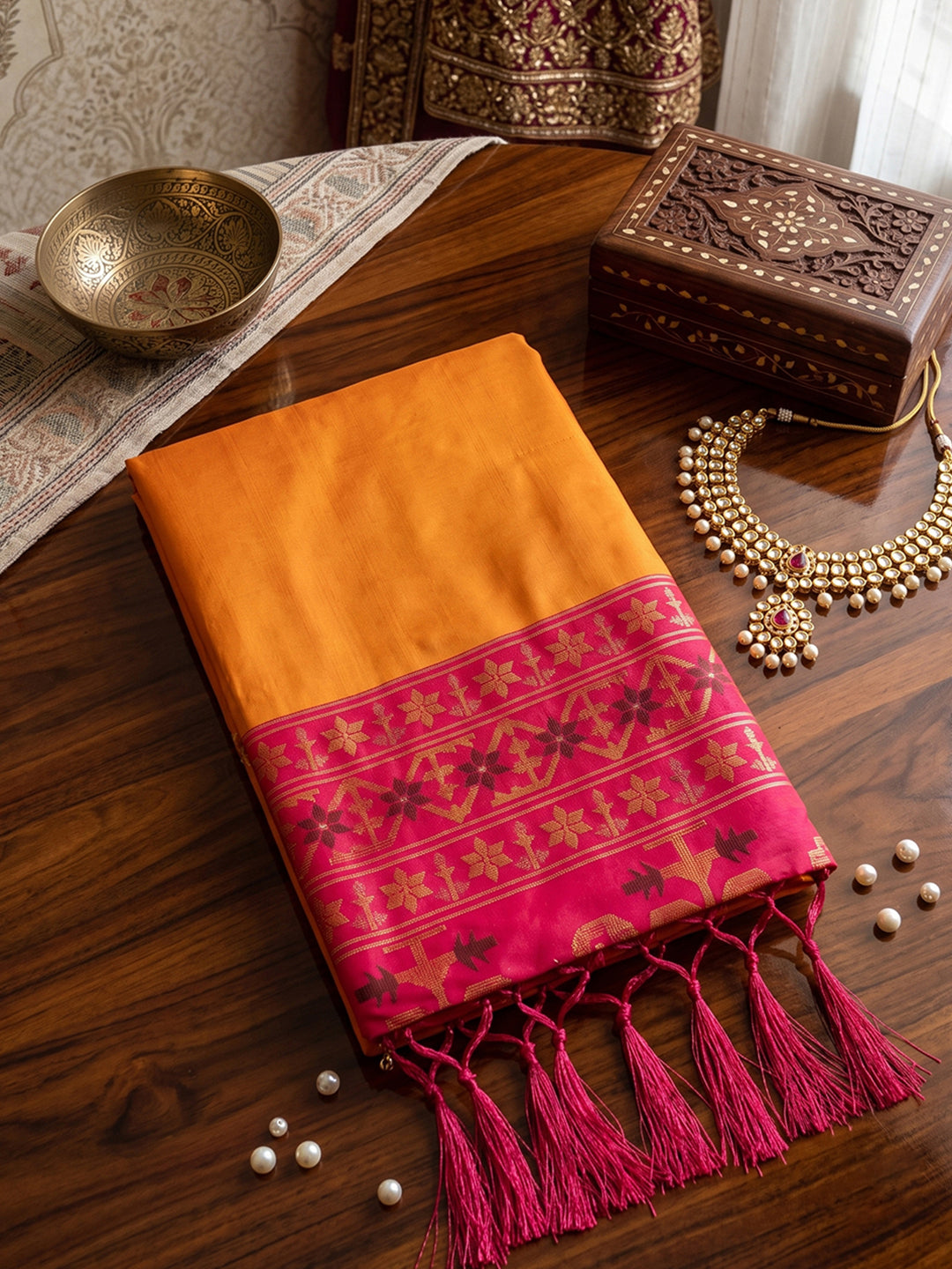 Sutriti Mustard Soft Silk Saree for Women Festive Party Traditional Wedding Ethnic Saree