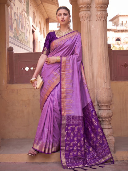 Sutriti Lavender Soft Silk Saree for Women Festive Party Traditional Wedding Ethnic Saree