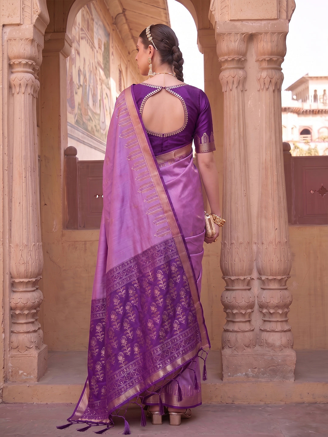 Sutriti Lavender Soft Silk Saree for Women Festive Party Traditional Wedding Ethnic Saree