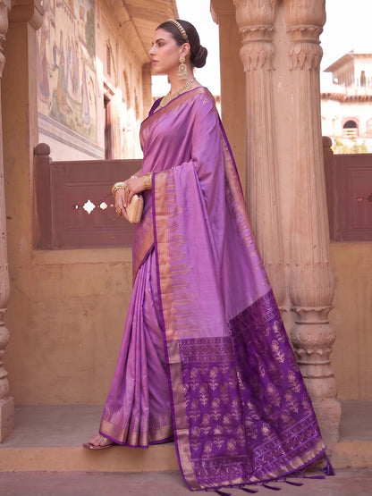 Sutriti Lavender Soft Silk Saree for Women Festive Party Traditional Wedding Ethnic Saree