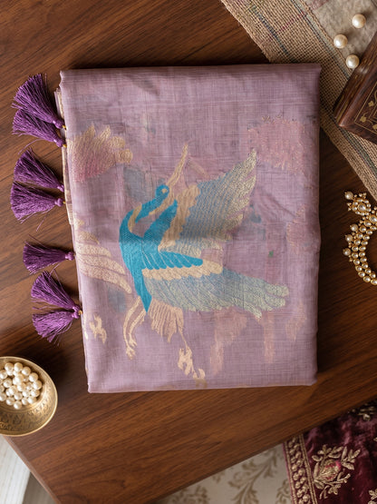 Sutriti Mauve Cotton Saree for Women Festive Traditional Party Ethnic Wedding Saree