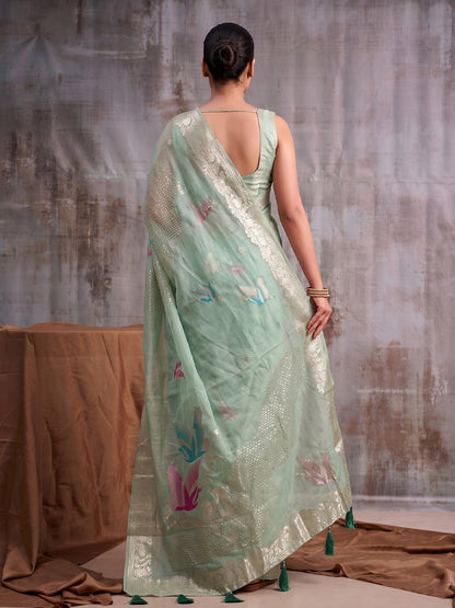 Sutriti Patel Green Cotton Saree for Women Festive Traditional Party Ethnic Wedding Saree