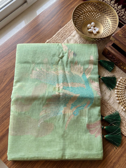 Sutriti Patel Green Cotton Saree for Women Festive Traditional Party Ethnic Wedding Saree