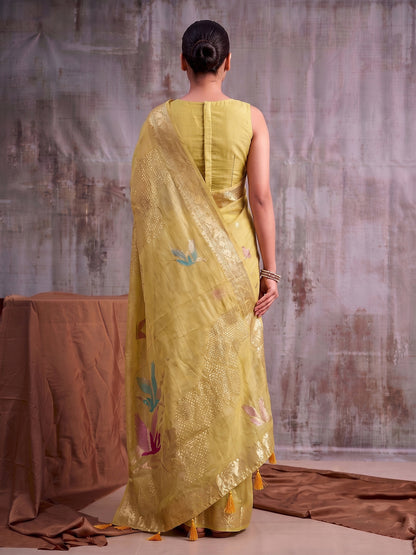 Sutriti Mustard Yellow Cotton Saree for Women Festive Party Traditional Ethnic Saree