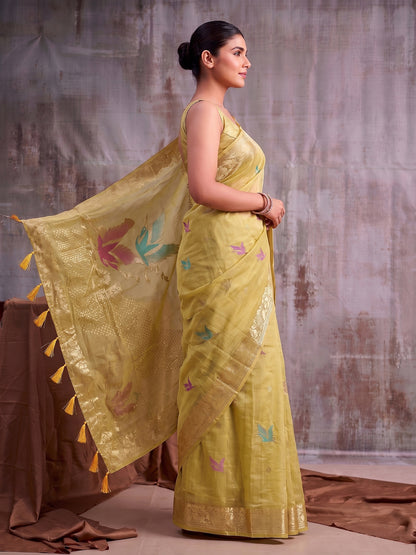 Sutriti Mustard Yellow Cotton Saree for Women Festive Party Traditional Ethnic Saree