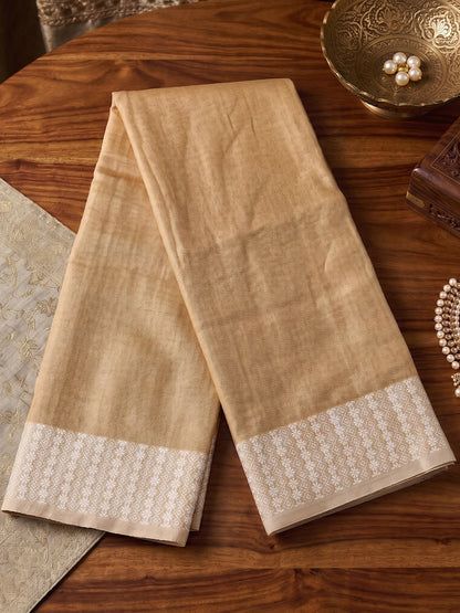 Sutriti Mustard Beige Linen Saree for Women Elegant Festive Ethnic PSofty Wear Saree