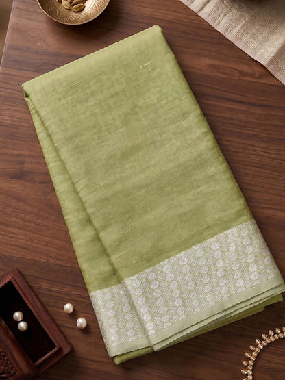 Sutriti Olive Green Linen Saree for Women Elegant Festive Ethnic PSofty Wear Saree