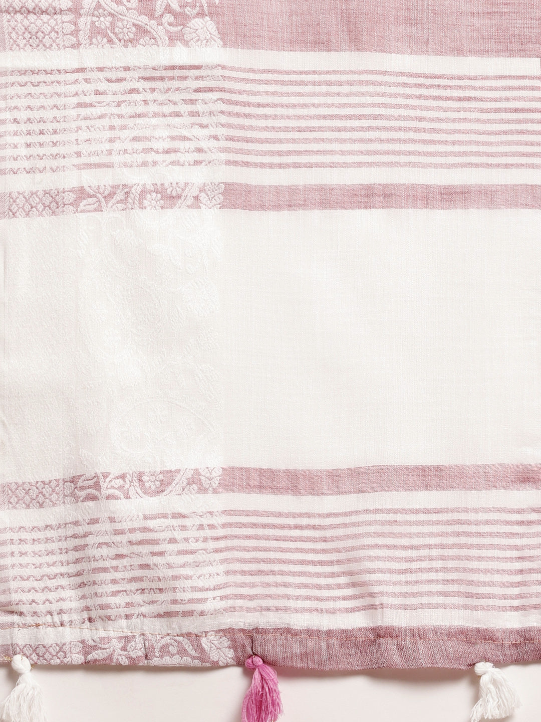 Sutriti Women Mauve Purple & Silver-Toned Woven Design Linen Blend Saree