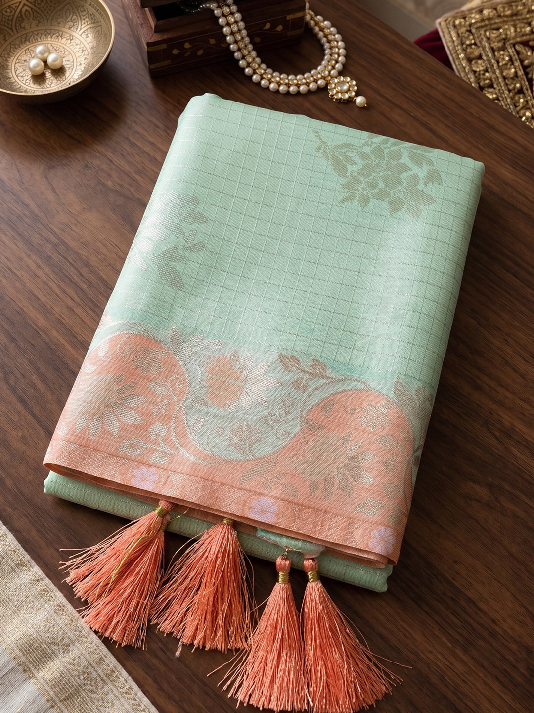 Sutriti Light Green & Pink Cotton Silk Saree for Women - Festive Wedding Party Wear Ethnic Saree