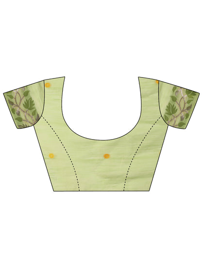 SUTRITI Multicolor Leaf Printed Saree for Women | Soft Lightweight Everyday Saree | Elegant Floral Vine Pallu & Border | Party, Office, Puja Wear | Includes Unstitched Blouse Piece(Pista Green)