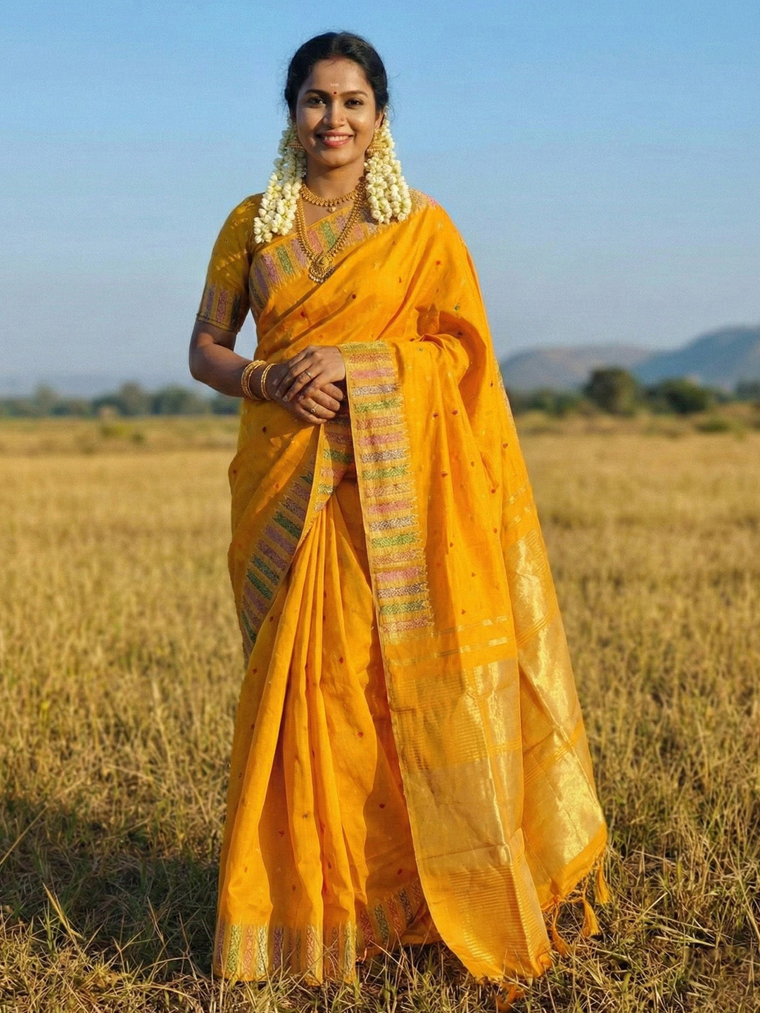 Sutriti Haldi Special Mustard Yellow Soft Silk Saree with Traditional Zari Border | Festive Indian Ethnic Wear for Weddings