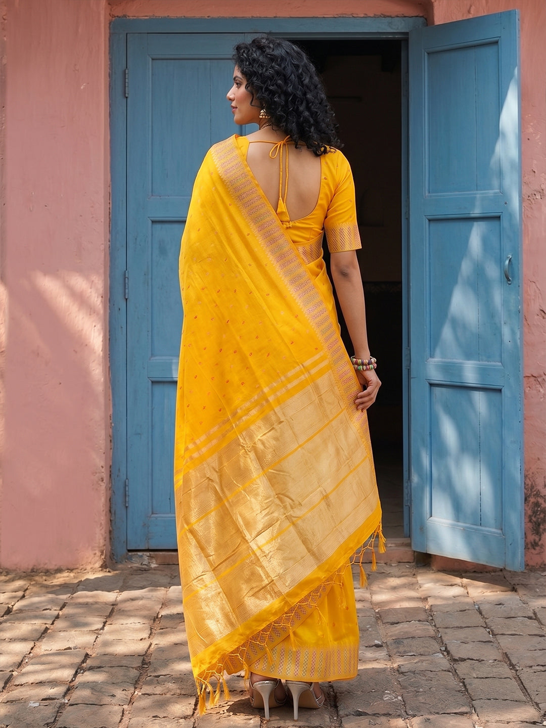 Sutriti Haldi Special Mustard Yellow Soft Silk Saree with Traditional Zari Border | Festive Indian Ethnic Wear for Weddings