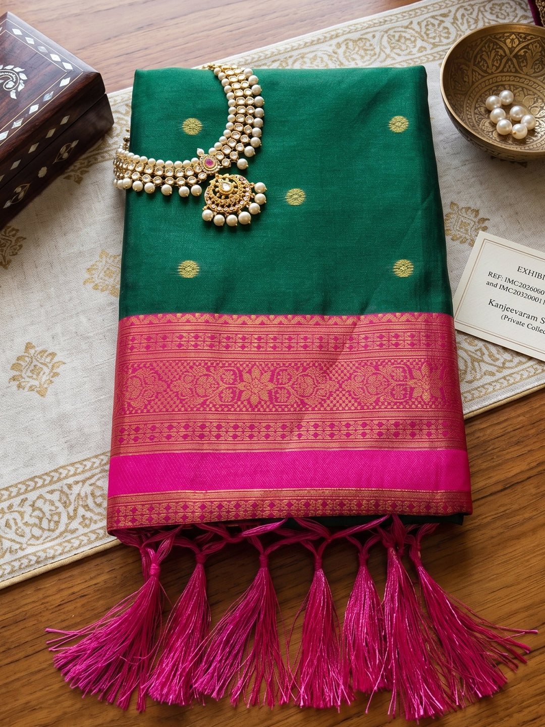 Sutriti Dark Green & Rani Pink Soft Silk Saree for Women - Festive Wedding Party Wear Ethnic Saree