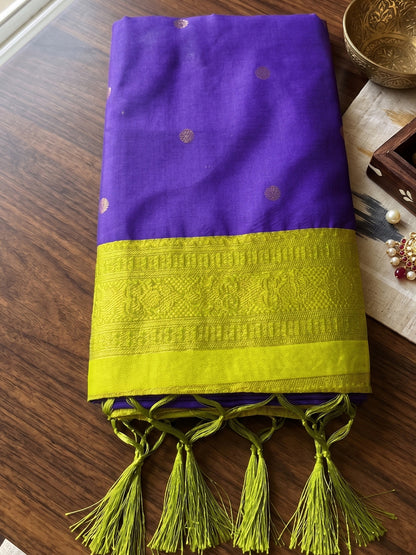 Sutriti Purple & Lime Green Soft Silk Saree for Women - Festive Wedding Party Wear Ethnic Saree
