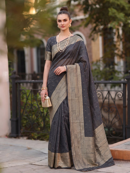 Sutriti Grey Art Silk Saree for Women Festive Party Ethnic Wear