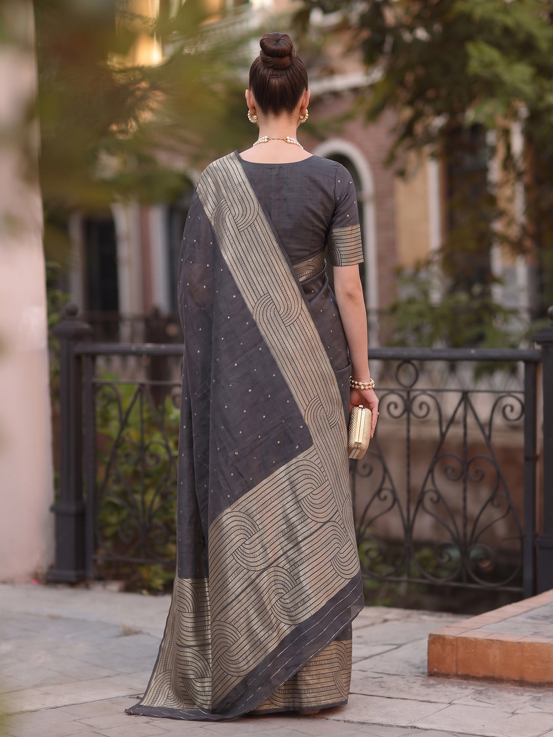 Sutriti Grey Art Silk Saree for Women Festive Party Ethnic Wear