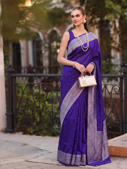 Sutriti Navy Blue Art Silk Saree for Women Festive Wedding Wear