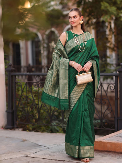 Sutriti Green Art Silk Saree for Women Festive Party Ethnic Wear