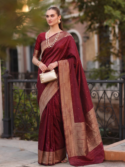 Sutriti Maroon Art Silk Saree for Women Festive Wedding Ethnic Wear