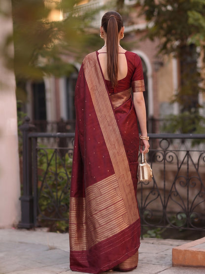 Sutriti Maroon Art Silk Saree for Women Festive Wedding Ethnic Wear