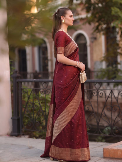 Sutriti Maroon Art Silk Saree for Women Festive Wedding Ethnic Wear