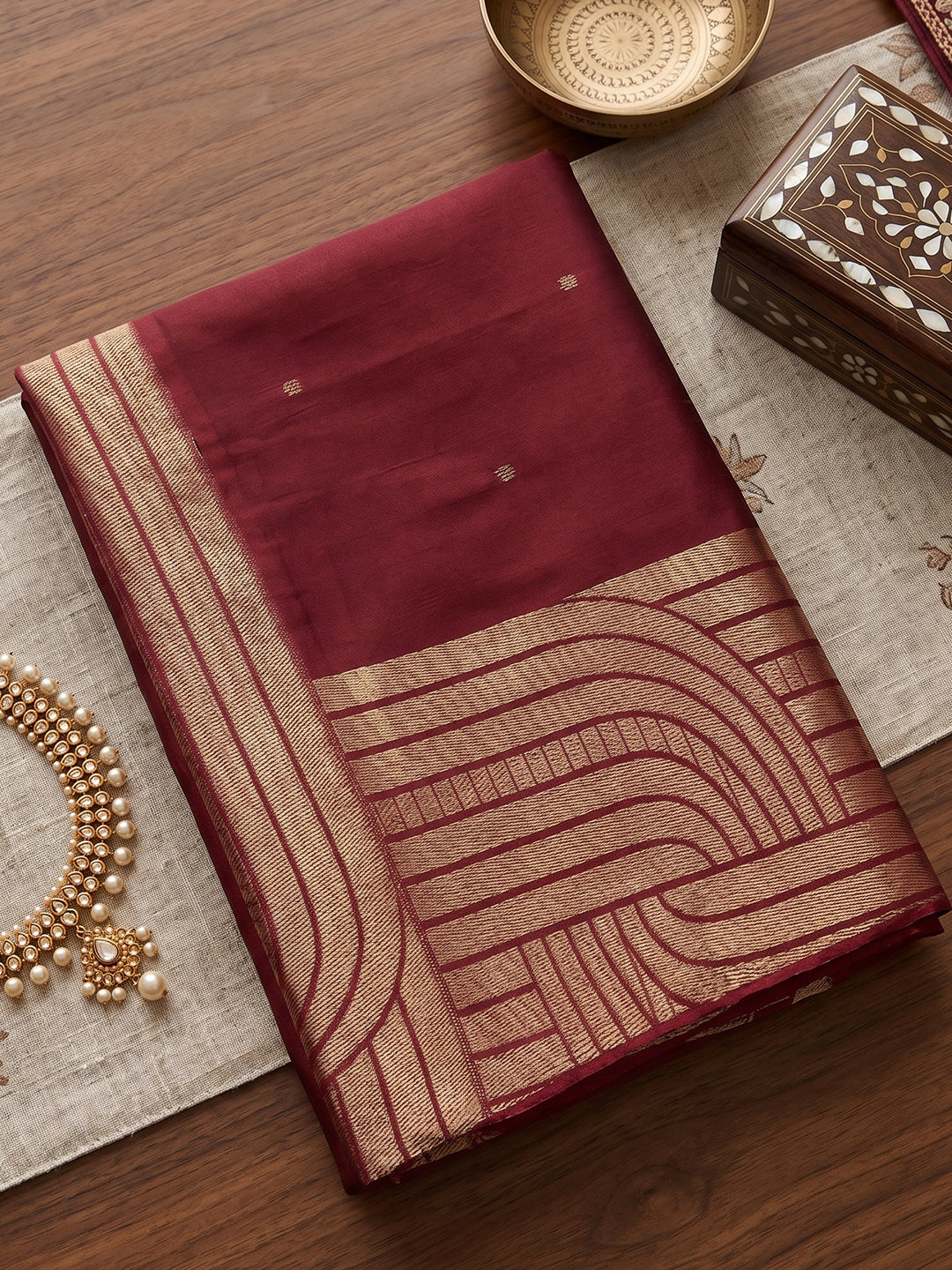Sutriti Maroon Art Silk Saree for Women Festive Wedding Ethnic Wear
