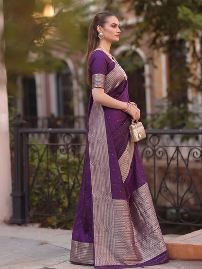 Sutriti Purple Art Silk Saree for Women Festive Party Wedding Wear
